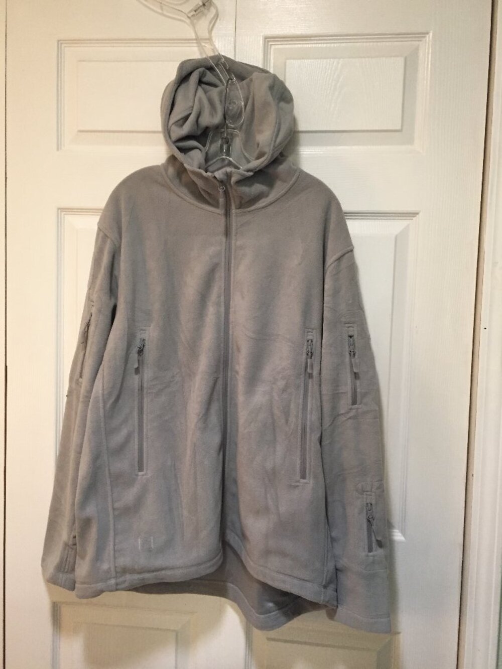 Tacvasen Mens Military Tactical Gray Soft Shell Fleece Hooded Jacket Size XL NEW